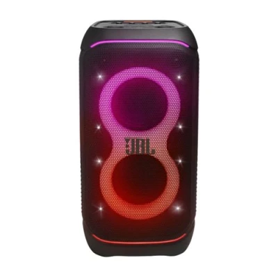 Imagen de Altavoz de suelo JBL PartyBox Stage 320, Portátil para fiestas, Asa telescópica y ruedas, Bluetooth, Resistente salpicaduras, Autonomía 18h, 240W