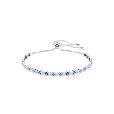 Imagen de Swarovski Pulsera Tennis Matrix, Tallas redondas combinadas, Azul, Baño de rodio