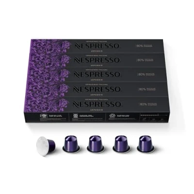 Imagen de Nespresso Original Cápsulas de Café Arpeggio, 50 para Máquina Café, Cafetera, Tueste Intenso con Notas Cacao