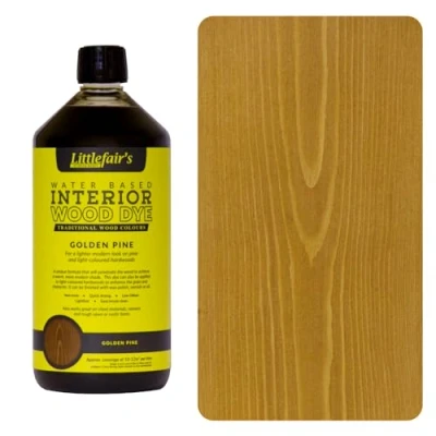 Imagen de Littlefair&#039;s Tinte para Madera 1ltr Acabado Premium, Fácil de Usar y Limpiar Basado en Agua, Seguro Ecológico Disponible Muchos Colores Color: Pino dorado