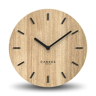 Imagen de Cander Berlin MNU 2730 A Reloj de pared madera silencioso 30 cm moderno chapa roble sin tictac cocina salón analógico vintage