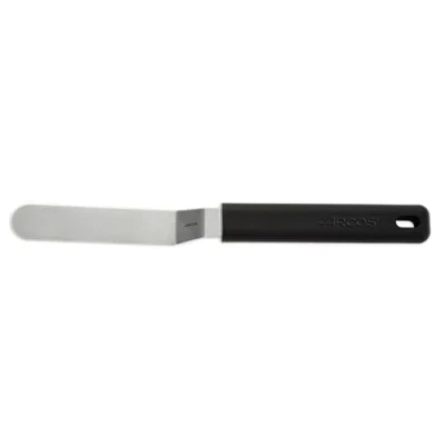 Imagen de Arcos Espátula de Cocina para Emplatado en Acero Inoxidable 90 x 200 Mm. Accesorio Emplatar Tartas, Lasañas y Postres con Mango Ergonómico Polipropileno Negro