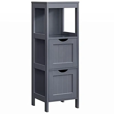 Imagen de VASAGLE Mueble, Aramrio Independiente, Cómoda de 2 Cajones, 1 Compartimento Abierto, para Baño, Sala Estar, Cocina, Gris Pizarra BBC042G01, 30 x 89 cm