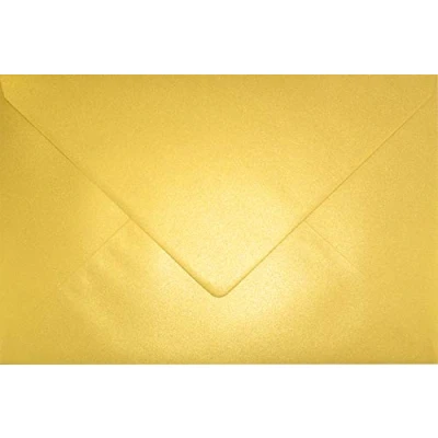 Imagen de Netuno 25 sobres nacarados dorados DIN C5 162x229mm 120g Aster Metallic Cherish con solapa engomada puntiaguda sin ventana para invitaciones boda Navidad bautizo tarjetas bricolaje cartas fiestas