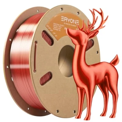 Imagen de Filamento PLA ERYONE Ultra Seda para impresora 3D, 1,75 mm, tolerancia: ± 0,03 1 kg (2,2 libras) / carrete, Cobre rojo