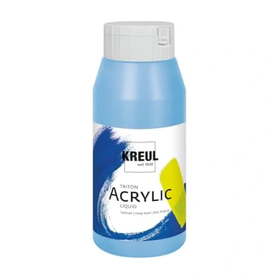Imagen de KREUL 17036 Solo Goya Tritón acrílica Azul Claro, Bote 750 ml, Secado rápido y Mate, Pintura al Agua, Calidad Estudio, versátil, Buen Poder cubriente, Light Blue, 7.7x8.2x19.5 cm,