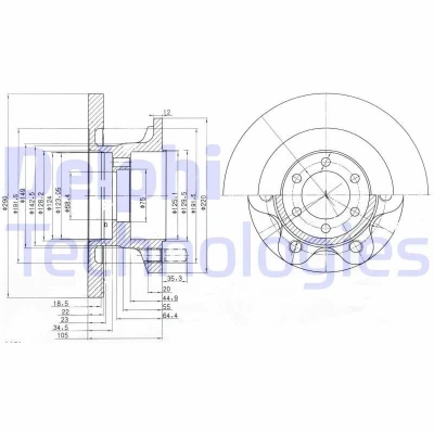 Imagen de DELPHI BG9722 Disco de freno 290 22 6 macizo aceitado sin procesar cojinete rueda, anillo sensor ABS IVECO: DAILY 3, 3 Kasten/Kombi