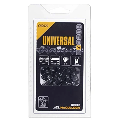 Imagen de Universal GM577615120 CHO020 Cadena de sierra para motosierra, 14&quot;/35cm 3/8&quot; 49p, optimo afilado, mantenimiento sencillo, accesorios McCulloch, Standard