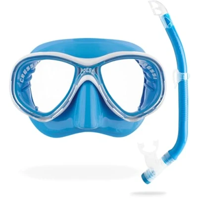 Imagen de Cressi Set Marea VIP Jr Pack de Snorkel, niños, Transparente/Azul, 7 13 años