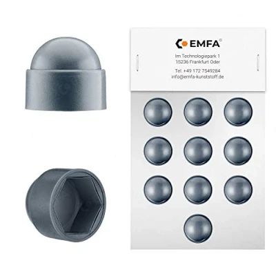 Imagen de tapas protectoras de tornillos M6 (para la llave 10) Antracita 50 piezas hexagonales EMFA ®