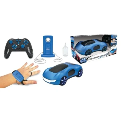 Imagen de Lexibook, Crosslander® Phantom RC, Coche de Carreras teledirigido con chorros Humo, hasta 15 km/h, Modo Drift, Mando a Distancia clásico y gestual, Efectos luz Sonido, Azul, RC65