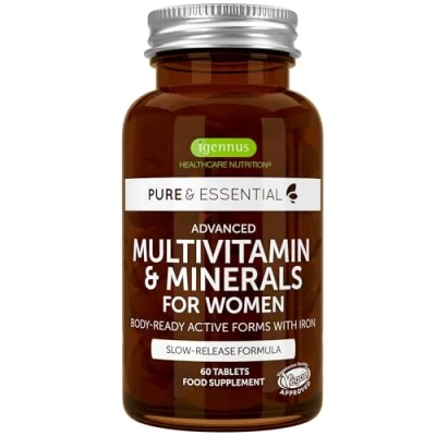 Imagen de Multivitaminas Mujer Complejo Vitamínico Completo con Minerales y Hierro, Folato, Vitamina D3 zinc, de Alta Absorción, 60 comprimidos, Igennus