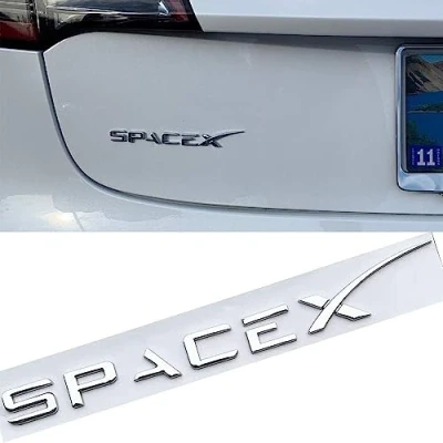 Imagen de HEYCE Calcomanías Spacex 3D Metal Car Rear Trunk Emblem Sticker Badge para Tesla Model 3 Y X S Accesorios Decorativos,Silver