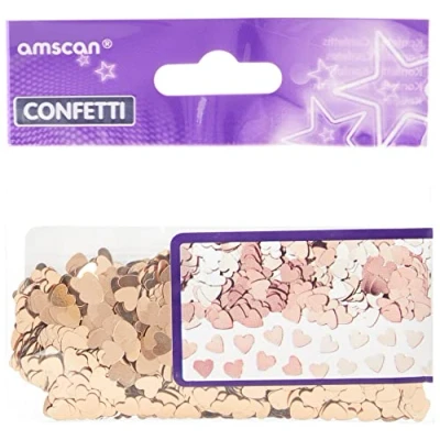 Imagen de amscan 9903474 Oro rosa Confeti metálico de corazones brillantes 14 g 1 paquete, color, 14g (9903474)
