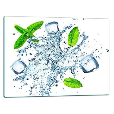 Imagen de TMK Tabla para cortar de cristal (52 x 40 cm, protección contra salpicaduras, placa vidrio universal, cocina), color verde menta