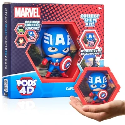 Imagen de WOW! PODS 4D Marvel Capitán América, Figura Coleccionable única conectable Que explota de su Mundo en el tuyo, exhibición Pared o Estante, Juguetes y Regalos Marvel, Serie 1 n.º 455