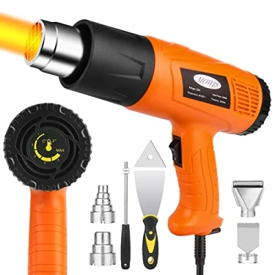 Imagen de 2000W Pistola de Aire Caliente MOWIS Calor Professional Temperatura Ajustable 50℃ 650℃, Calentamiento Rápido, Doble Protección, 7 Accesorios Boquilla