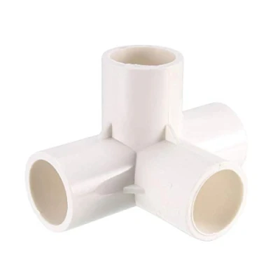 Imagen de 4 vías codo PVC montaje de tuberías muebles grado 20mm tamaño T accesorios ángulo blanco 6 unids
