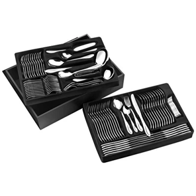 Imagen de Pradel Excellence D570C Cubertería de 84 Piezas, Efecto Espejo, en Estuche presentación Madera con un cajón