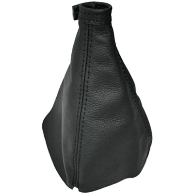 Imagen de AERZETIX C60286 Funda para palanca de cambios en piel genuina compatible con Hyundai Santa Fe 2 2007 2012 color: negro costuras negras caja manual