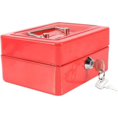 Imagen de Kippen 10032R1 Caja de caudales con bandeja monedero color rojo Dimensiones: 150X120X80mm