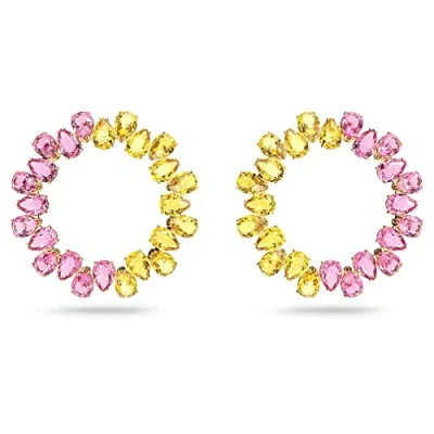 Imagen de Swarovski Pendientes Millenia para Mujer, con Baño en Tono Oro, Cristales Amarillos y Rosa, Colección