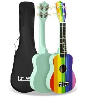 Imagen de 3rd Avenue ukelele soprano para principiantes de 53 cm, 4 cuerdas nailon con bolsa gratis, arco iris, lecciones en línea gratis 1 mes