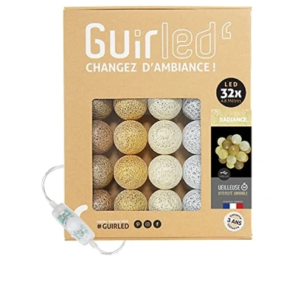 Imagen de GuirLED Guirnalda luminosa con bolas de algodón LED USB Luz nocturna para bebé 2 h Adaptador red doble 2A incluido 3 intensidades 32 3,2 m Radiance
