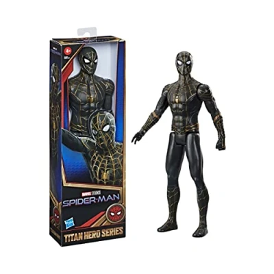 Imagen de Spider Man Figura de acción Traje Negro y Dorado 30 cm Marvel Titan Hero Series, Inspirado en la película, niños a Partir 4 años
