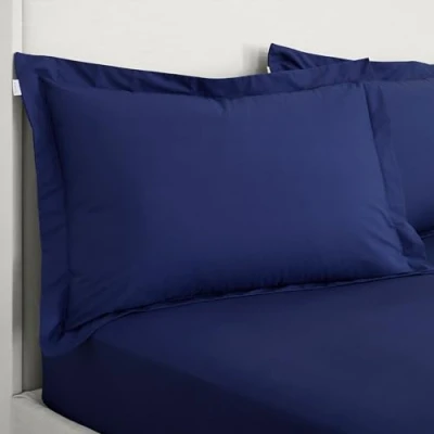 Imagen de Bianca Par de Fundas Almohada Oxford percal algodón 200 Hilos, Color Azul Marino
