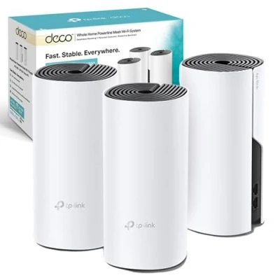Imagen de TP Link Deco P9 Whole Home Powerline Mesh Wi Fi System, Up to 6000 Sq ft Coverage, Dual Band AC1200+HomePlug AV1000, Gigabit Ports, Compatible with Amazon Echo/Alexa, Limited Walls Impact, Pack of 3
