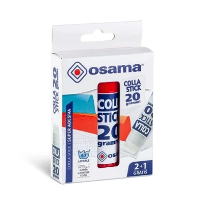 Imagen de Osama Pegamento Barra Extra Fuerte, 2 Piezas + 1 Gratis, 20gr Set Pegamentos Ideal para Material Escolar y Papeleria Oficina Deslizante sobre Papel, Resistente Apto Niños, Fórmula Clásica