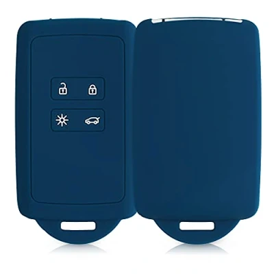 Imagen de kwmobile Funda de Silicona Compatible con Renault Llave Coche Smart Key 4 Botones (Solo Keyless Go) Carcasa Protectora para Llavero Case Mando Auto Azul Oscuro