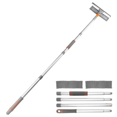 Imagen de Newpop Limpia Cristales Extensible Ventanas, 2 en 1 Limpiacristales Profesional, Limpiar Ventanas Telescopico con Paños de Microfibra, Limpiador 80 a 134cm Mango, para Vidrio, Espejo, Azulejos