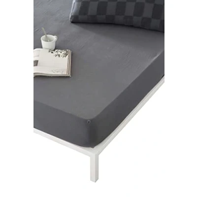 Imagen de Naturals Sabana Bajera Cama 90 Jersey 100% Algodon Totalmente Ajustable para colchones de hasta 33 centimetros Altura 90x190/200 Elba Dark Grey/Gris Oscuro