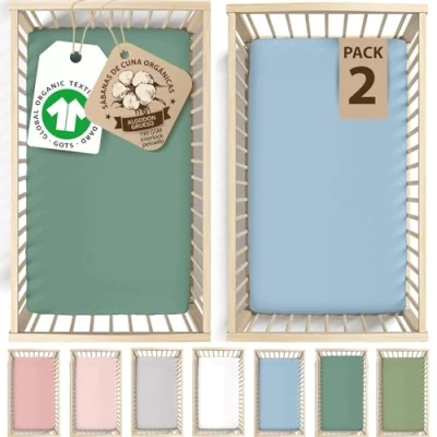Imagen de bunnyjik 2 x sábanas para Cuna GOTS Organic Chicco Next To Me 51x85cm 100% Algodón Peinado Orgánico Cozee Tutti Bambini Se adapta a las Babylo Cozi