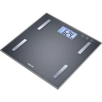 Imagen de Beurer BF180 Báscula digital de vidrio, IMC, LCD XL, 180 kg / 100 gr, apagado automatico, indicador bateria baja, gran plataforma, color negro