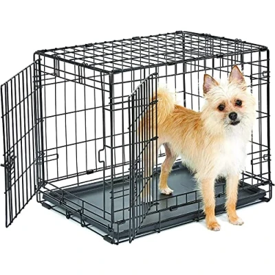 Imagen de New World modelo B24 Jaula para perros recién óptimizada, con doble puerta, bandeja a prueba de fugas, patas protectoras y nuevas características patentadas, longitud 60,96 cm