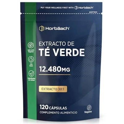 Imagen de Té Verde Cápsulas 12480mg Extracto Máxima Potencia 120 Comprimidos Veganos by Horbaach