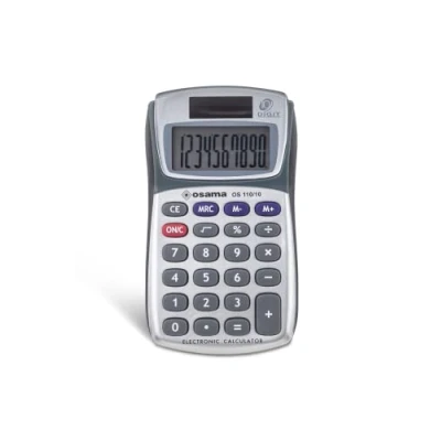 Imagen de Osama Metal, Calculadora de Bolsillo 10 Dígitos con Perfil Engomado Plata y Negro