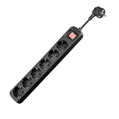 Imagen de Goobay 51290 Regleta con interruptor/Regleta múltiple 6 tomas de corriente/Tomas corriente contacto protección/Protección contra el riesgo / 3500W 16A 230 V/ 1,5m