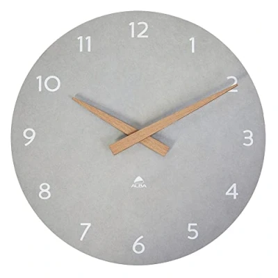 Imagen de ALBA Reloj de Pared (Madera, Cuarzo, silencioso, Precioso, Aspecto Moderno y Puro), Color Gris