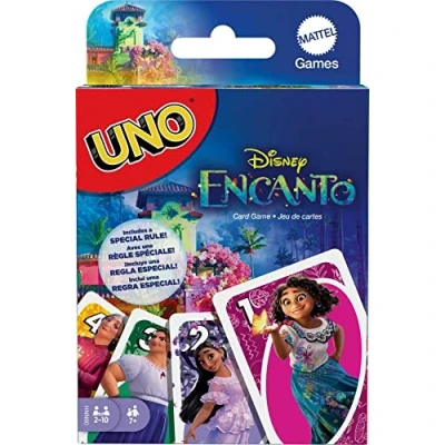 Imagen de Mattel Games UNO Disney Encanto Juego de cartas para niños, adultos, familias y noches juego, mazo regla especial inspirada en la película, 2 a 10 jugadores
