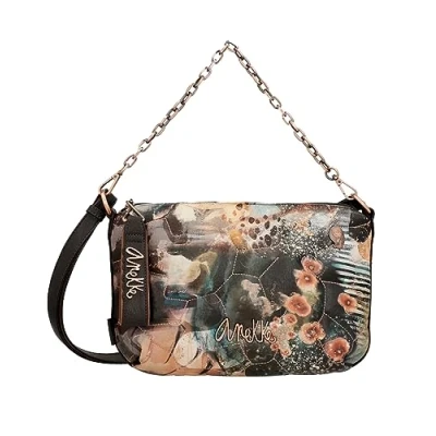 Imagen de Anekke Bandolera de Mujer Polipiel para con Asa Mano Metálica, Correa Ajustable y Cierre Cremallera Shoen Accesorios Complementos Medidas 26x21x11 cm