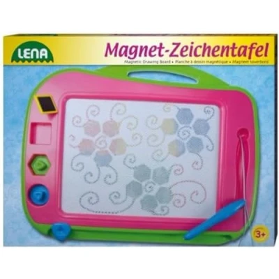 Imagen de Lena Grande magnética de Aprox. 41 cm, Mango, bolígrafo Fijo y 3 Sellos, mágica para niños a Partir años, Pizarra Dibujo con 4 Campos Colores, Rosa. (65714)