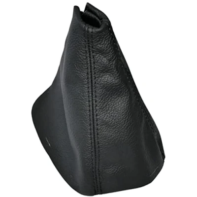 Imagen de AERZETIX C60150 Funda para palanca de cambios en piel genuina compatible con Fiat Bravo 2 2007 2014 color: negro costuras negras caja manual