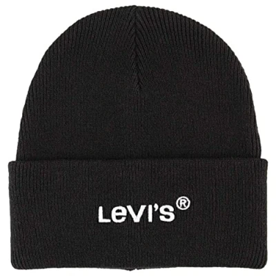 Imagen de Levi&#039;s Wordmark Beanie Gorro, Black Normal, Talla única para Hombre