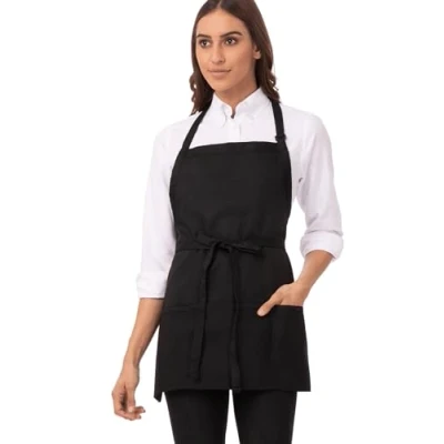 Imagen de Chef Works Delantal con tres bolsillos, color negro