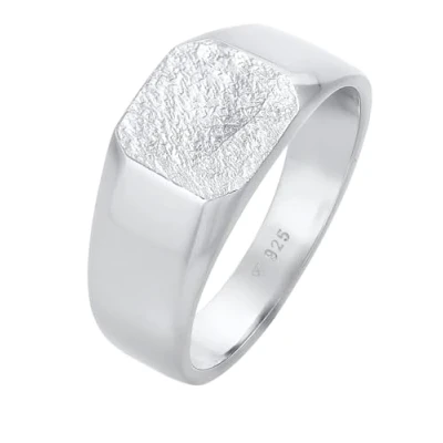 Imagen de Kuzzoi anillo de sello para hombre mate en plata ley 925, clásico maciza (11 mm) hombres tamaño 60 66