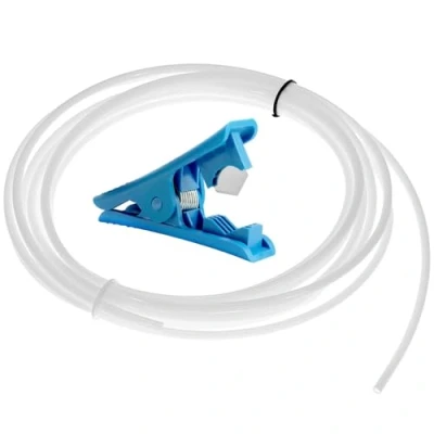 Imagen de QWORK® Tubo de Teflón con cortador tubos para filamento 1,75 mm extrusora impresora 3D (diámetro interior/exterior 2 mm/4 mm, longitud 8 m)